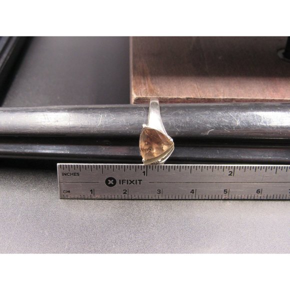 Size 9 Sterling Silver And 14k Gold Accent Smoky Quartz & Diamonds Ring - Picture 6 of 7